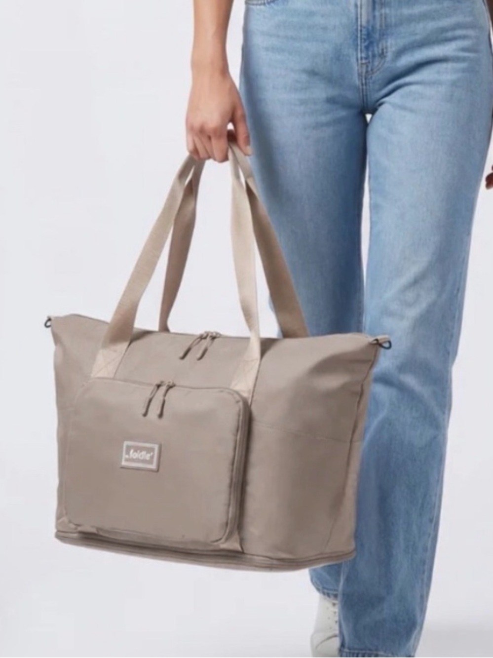 Foldie Beige Travel Duffel Bag